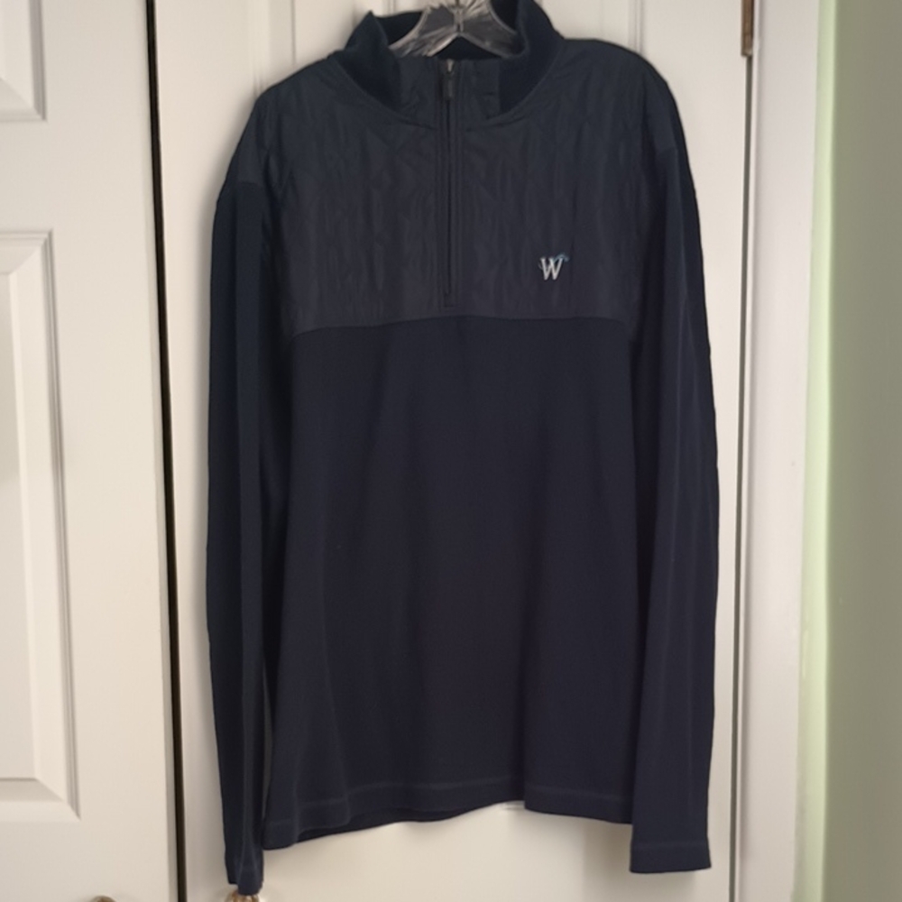 Bugatchi Navy Quarter-Zip Quilted Top Size XXL.